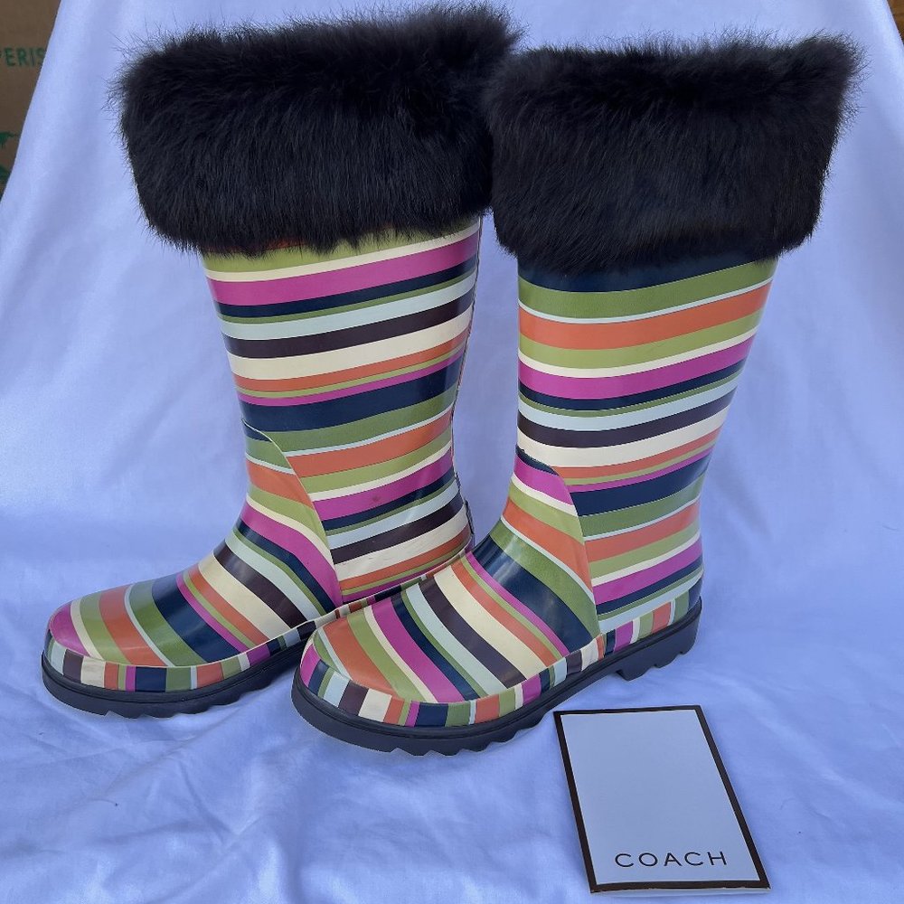 Coach Peony women's tall rain boots Wellies A7341 US Size 9M w/ Original box
